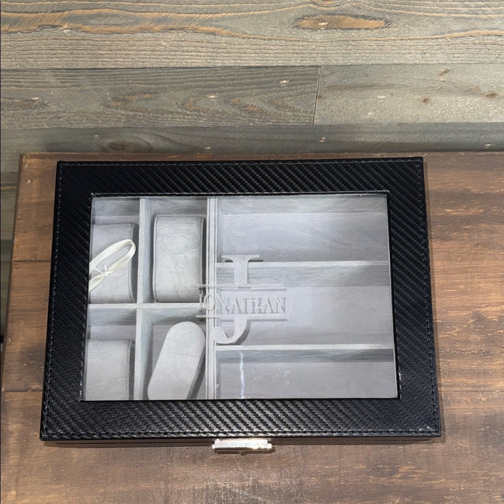 Personalized Black and Gray Jewelry Box